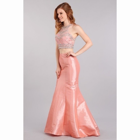 1694 2 PC Sexy Mermaid Blush Dress - Picture 3 of 7